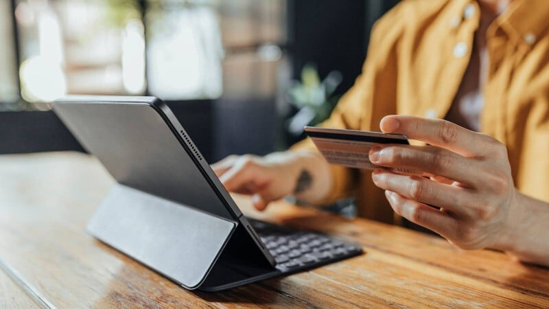 person using tablet