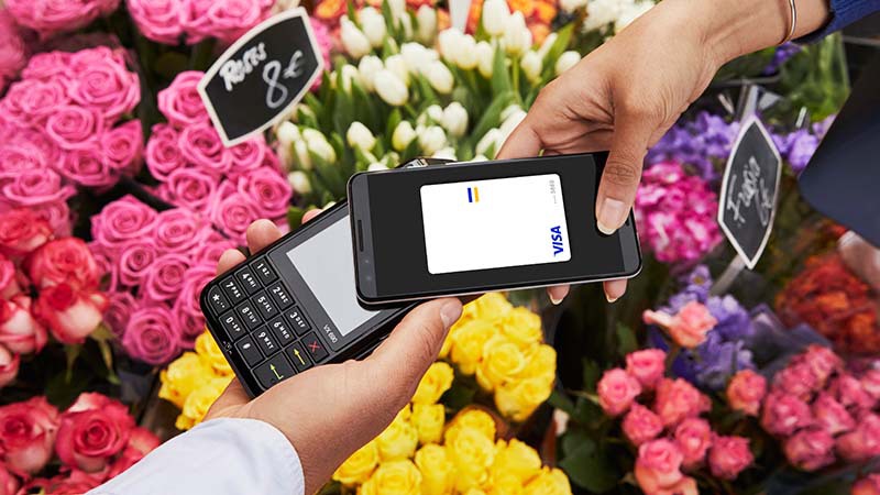 mobile payment over flowers