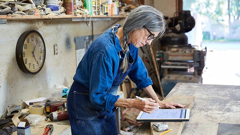 woman using tablet